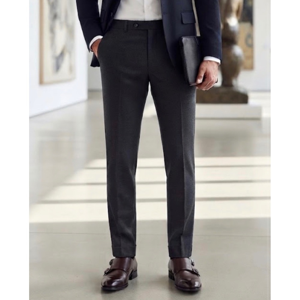 Kenneth Cole Reaction Mens Stretch Slim Fit Dress Pants Charcoal 32x32 KDD0507
